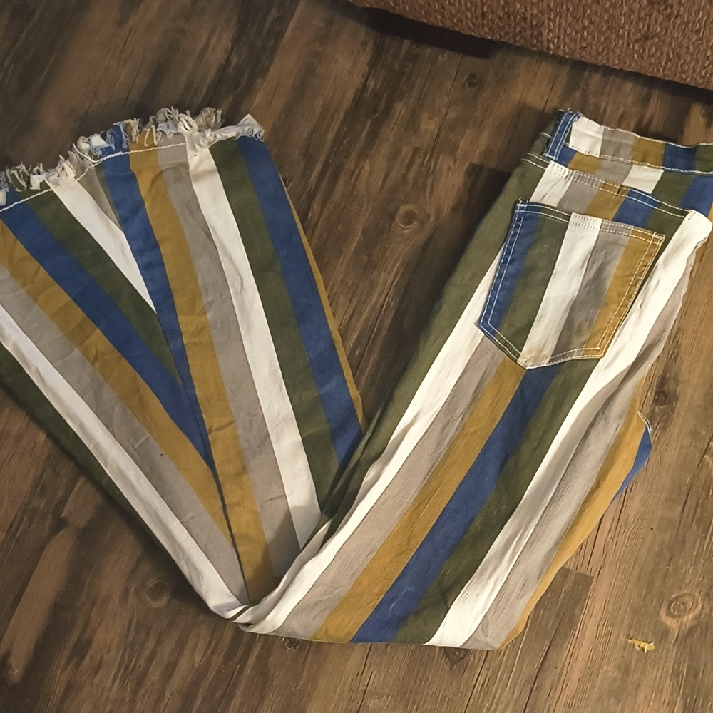Saints & Hearts Striped Cotton Top in Olive and Blue